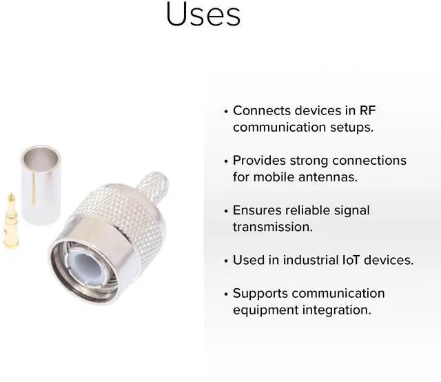 Alt view image 3 of 4 - Lumenzi TNC Male Crimp Connector for RG58, RG141 & LMR-195 Coax Cables  High-Performance Design  10 Pcs Pack