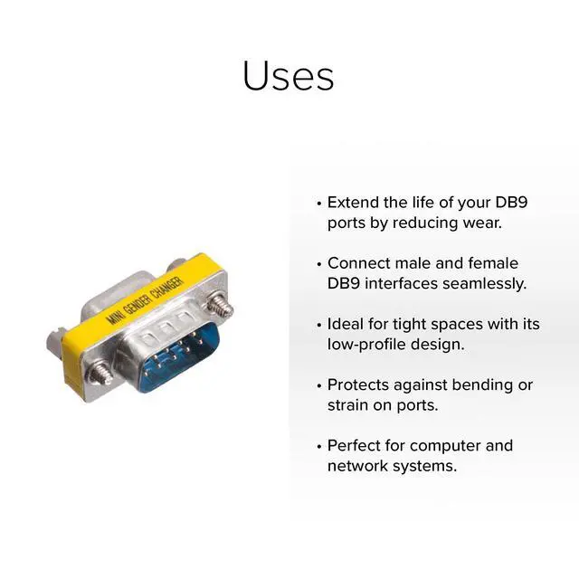 Alt view image 2 of 3 - Lumenzi DB9 Male to DB9 Female Low Profile Port Saver for Compact Serial Connections 10 Pcs Pack