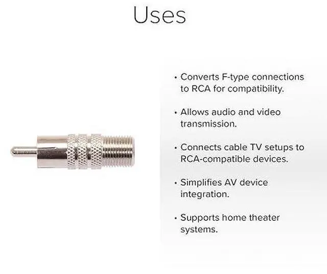 Alt view image 2 of 3 - Lumenzi F-Type Female to RCA Male Coaxial Adapter for Audio/Video Connection  Universal Compatibility  10 Pcs Pack