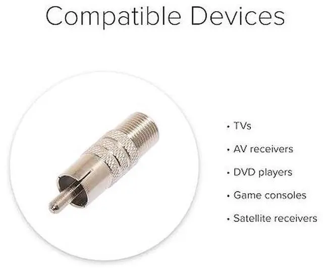 Alt view image 3 of 3 - Lumenzi F-Type Female to RCA Male Coaxial Adapter for Audio/Video Connection  Universal Compatibility  10 Pcs Pack