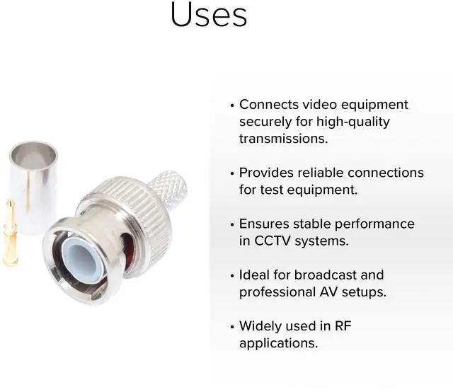 Alt view image 3 of 4 - Lumenzi BNC Male Crimp Connector for RG174 PVC Coaxial Cable  Reliable Signal Transfer  10 Pcs Pack