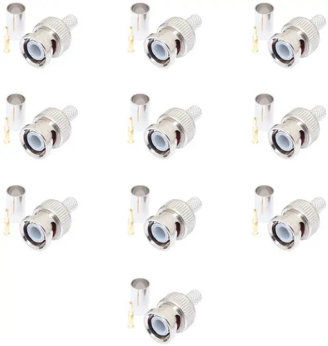 Main image of Lumenzi BNC Male Crimp Connector for RG174 PVC Coaxial Cable  Reliable Signal Transfer  10 Pcs Pack