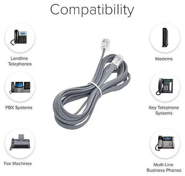 Alt view image 3 of 6 - Lumenzi High-Performance 6 Conductor RJ12 Line Cord - Straight Cable for Enhanced Data Transmission - 6P6C - Straight Pinout - 7 FT