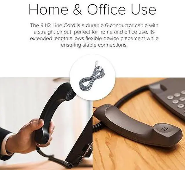 Alt view image 4 of 6 - Lumenzi High-Performance 6 Conductor RJ12 Line Cord - Straight Cable for Enhanced Data Transmission - 6P6C - Straight Pinout - 7 FT