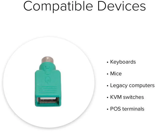 Alt view image 3 of 3 - Lumenzi USB 2.0 Type A Female to PS2 Male Adapter for Keyboard and Mouse Conversion 10 Pcs Pack