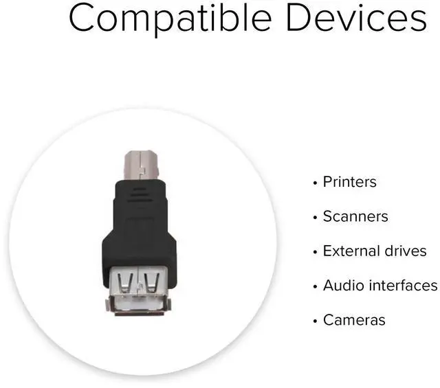 Alt view image 3 of 3 - Lumenzi USB 2.0 A Female to B Male Cable Connector, 10 Pcs Pack
