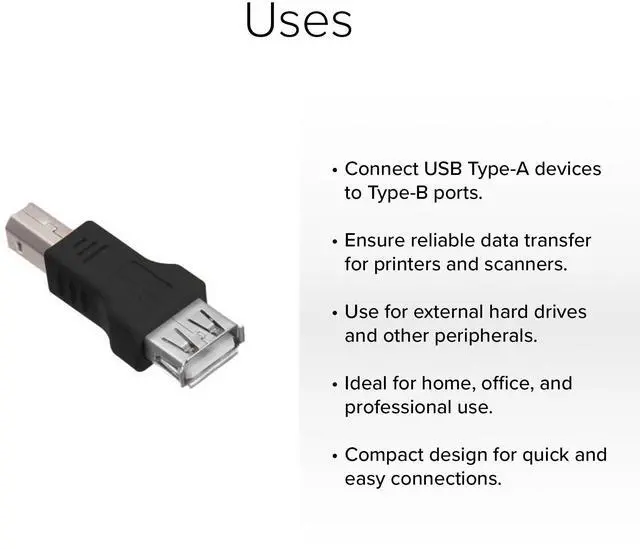 Alt view image 2 of 3 - Lumenzi USB 2.0 A Female to B Male Cable Connector, 10 Pcs Pack