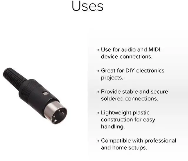 Alt view image 3 of 3 - Lumenzi 3 Pin DIN Male Solder Connector - Plastic for Audio and Video Equipment 10 Pcs Pack