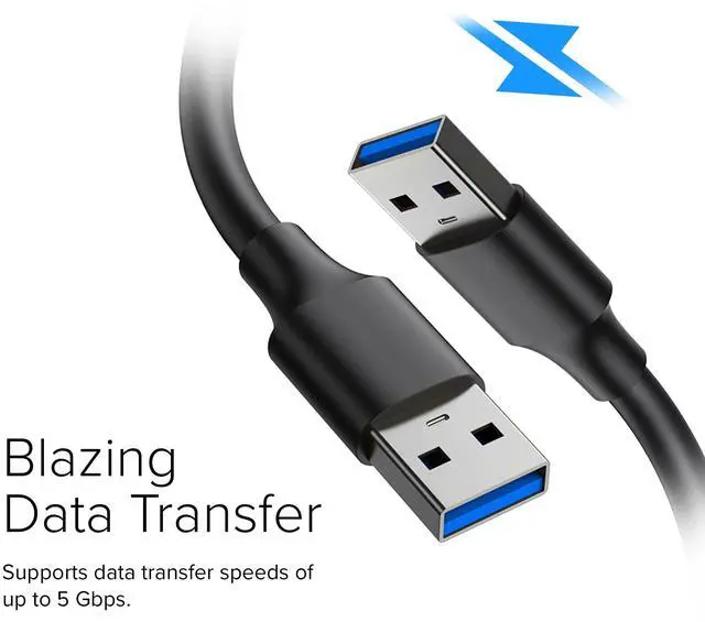 Alt view image 6 of 6 - Lumenzi USB 3.0 Type A to Type A Cable Male to Male | SuperSpeed Data Transfer Cable for PC, Laptop, External Hard Drives, and Peripherals - 6 FT