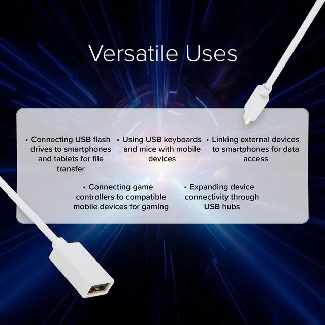 Alt view image 3 of 6 - Lumenzi USB 2.0 Micro USB to A Female OTG Adapter Cable | Compact On-the-Go Data Transfer Cord for Smartphones, Tablets, and USB Devices - 6 IN
