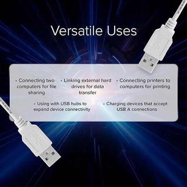 Alt view image 5 of 6 - Lumenzi USB 2.0 A-Male to A-Male Data Transfer Cable | High-Speed USB Cord for PC, Laptops, External Hard Drives, and Peripherals - 3 FT