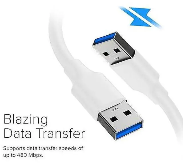Alt view image 4 of 6 - Lumenzi USB 2.0 A-Male to A-Male Data Transfer Cable | High-Speed USB Cord for PC, Laptops, External Hard Drives, and Peripherals - 3 FT