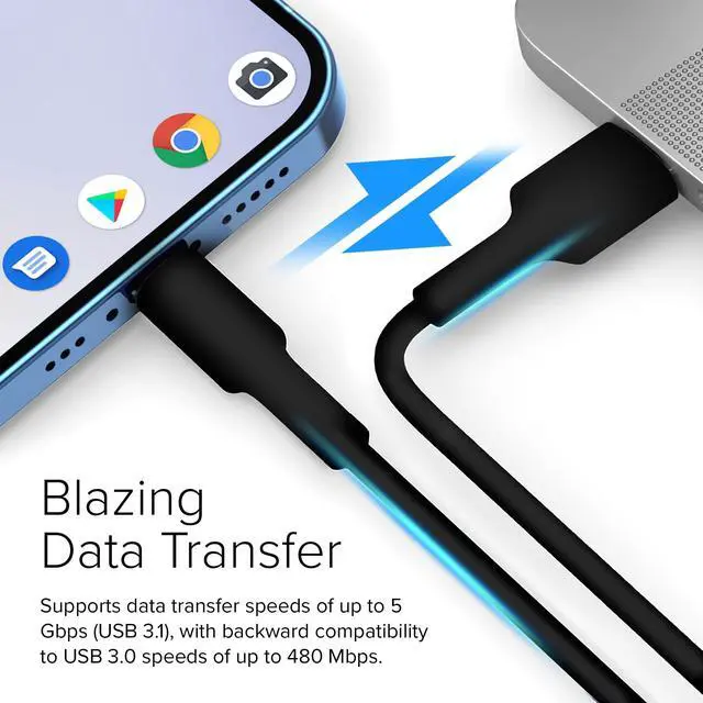 Alt view image 2 of 6 - Lumenzi USB 3.1 Type C Male to USB 3.0 A Male Cable | Fast Charging and Data Transfer for USB-C Devices, Laptops, Phones, and Tablets - 3 FT