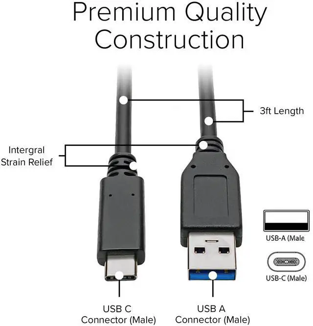 Alt view image 5 of 6 - Lumenzi USB 3.1 Type C Male to USB 3.0 A Male Cable | Fast Charging and Data Transfer for USB-C Devices, Laptops, Phones, and Tablets - 3 FT