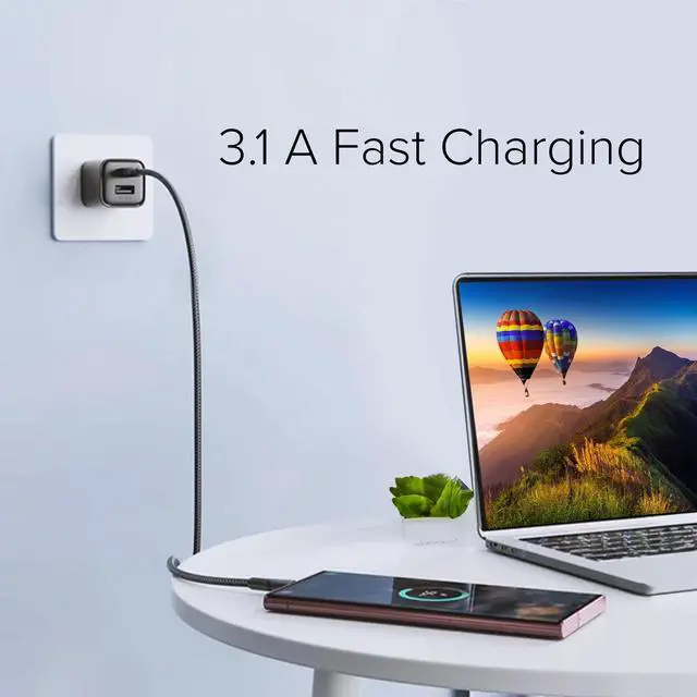 Alt view image 6 of 6 - Lumenzi USB 3.1 Type C Male to USB 3.0 A Male Cable | Fast Charging and Data Transfer for USB-C Devices, Laptops, Phones, and Tablets - 3 FT
