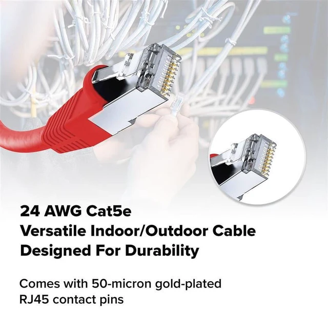 Alt view image 5 of 5 - Lumenzi Cat 5e Ethernet Cable 1 FT in Red 6 Pack 1 Gbps Speed Network Short Round Rj45 Outdoor Indoor Direct Burial Bare Copper LAN Patch Cable for Router Gaming PS5 XBOX Printer Computer CCTV