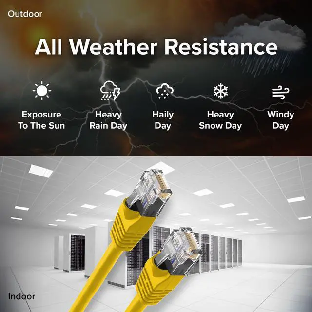 Alt view image 2 of 5 - Lumenzi Cat 5e Ethernet Cable 3 FT in Yellow 6 Pack 1 Gbps Speed Network Short Round Rj45 Outdoor Indoor Direct Burial Bare Copper LAN Patch Cable for Router Gaming PS5 XBOX Printer Computer