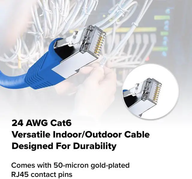 Alt view image 4 of 5 - Lumenzi Cat 6 Ethernet Cable 25 FT in Blue  10 Gbps Speed Network  Long Round Rj45 Outdoor  Indoor  Direct Burial Bare Copper LAN Patch Cable for Router  Gaming  PS5 XBOX Printer Computer CCTV