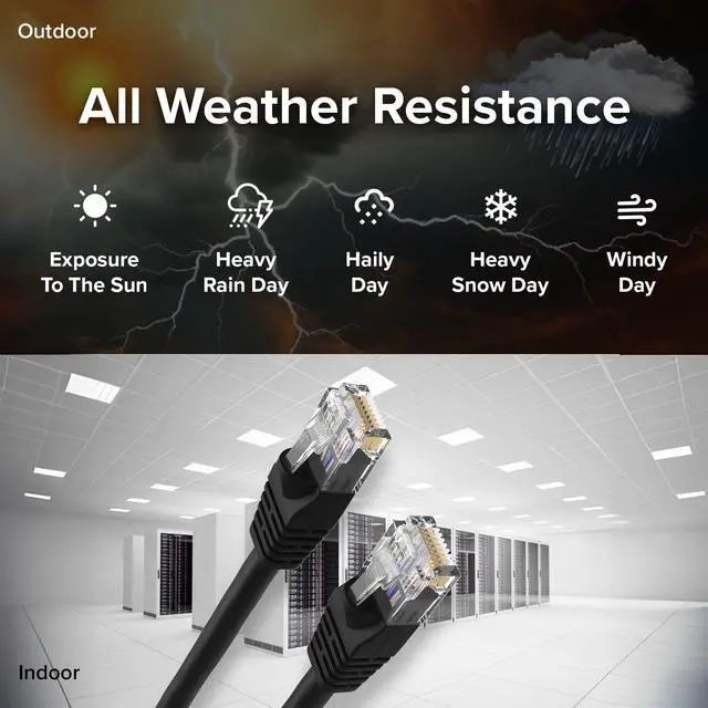 Alt view image 5 of 5 - Lumenzi Cat 5e Ethernet Cable 14 FT in Black  1 Gbps Speed Network  Long Round Rj45 Outdoor  Indoor  Direct Burial Bare Copper LAN Patch Cable for Router  Gaming  PS5 XBOX Printer Computer CCTV