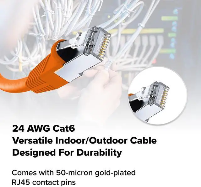 Alt view image 4 of 5 - Lumenzi Cat 6 Ethernet Cable 0.5 FT in Orange 6 Pack 10 Gbps Speed Network  Short Round Rj45 Outdoor  Indoor Direct Burial Bare Copper LAN Patch Cable for Router Gaming  PS5 XBOX Printer Computer CCTV