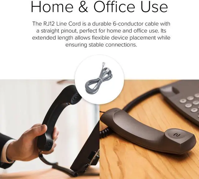 Alt view image 3 of 6 - Lumenzi Versatile 6 Conductor RJ12 Line Cord - Reverse Cable for Efficient Connectivity - 6P6C - Crossed Pinout - 3 FT