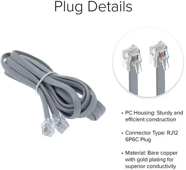 Alt view image 6 of 6 - Lumenzi Versatile 6 Conductor RJ12 Line Cord - Reverse Cable for Efficient Connectivity - 6P6C - Crossed Pinout - 3 FT