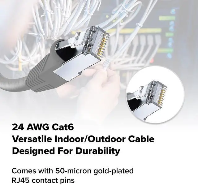 Alt view image 4 of 5 - Lumenzi Cat 6 Ethernet Cable 7 FT in Grey 2 Pack 10 Gbps Speed Network Round Rj45 Outdoor Indoor Direct Burial Bare Copper LAN Patch Cable for Router Gaming PS5 XBOX Printer Computer CCTV Switch