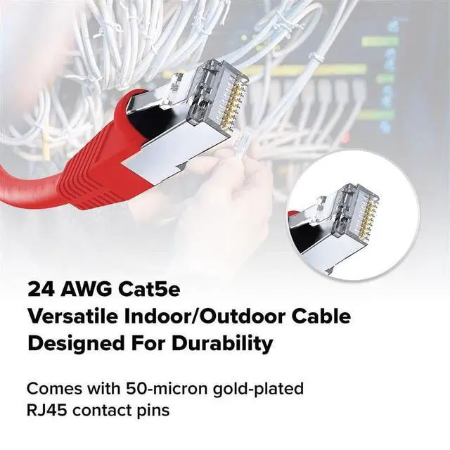 Alt view image 5 of 5 - Lumenzi Cat 5e Ethernet Cable 7 FT in Red 2 Pack 1 Gbps Speed Network Round Rj45 Outdoor Indoor Direct Burial Bare Copper LAN Patch Cable for Router Gaming PS5 XBOX Printer Computer CCTV Switch