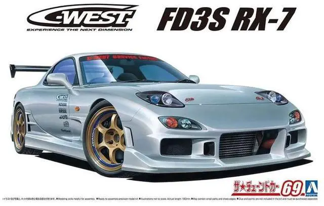 Alt view image 2 of 5 - Aoshima: 1/24 The Tuned Car - FD3S RX-7 C-WEST Mazda '99 Scale Model Kit #69