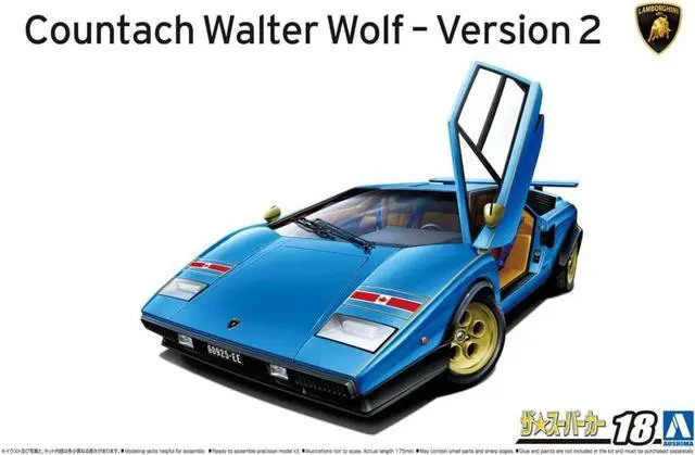 Alt view image 2 of 5 - Aoshima: 1/24 '76 WOLF Countach Version 2 Scale Model Kit #18