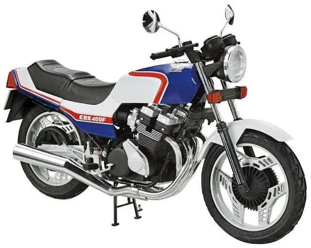 Alt view image 2 of 6 - Aoshima: 1/12 Honda NC07 CBX400F Pearl Candy Blue/Pearl Shell White '81 Scale Model Kit #32