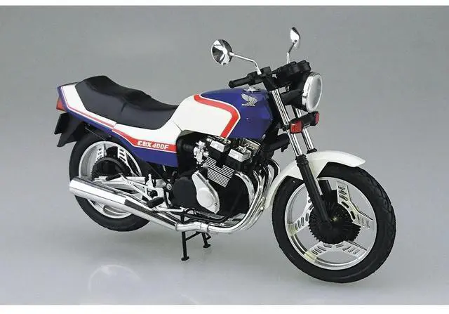 Alt view image 3 of 6 - Aoshima: 1/12 Honda NC07 CBX400F Pearl Candy Blue/Pearl Shell White '81 Scale Model Kit #32