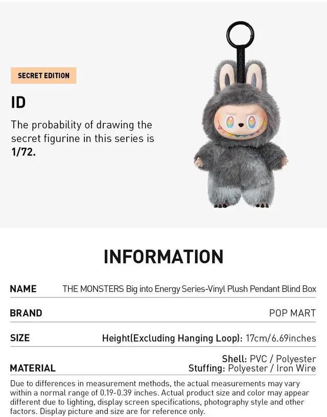 Alt view image 10 of 11 - Pop Mart : Labubu - THE MONSTERS Big into Energy Series-Vinyl Plush Pendant Blind Box