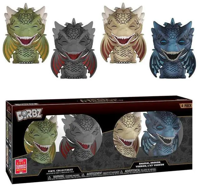 Main image of Funko Dorbz: Game of Thrones - Rhaegal, Drogon, Viserion, and Icy Viserion 4-Pack Vinyl Figure 2018 Summer Convention Exclusive