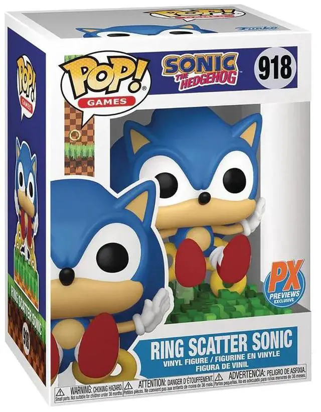 Alt view image 3 of 3 - Funko POP! Games: Sonic the Hedgehog - Sonic (Ring Scatter) Vinyl Figure #918 Preview Exclusives (PX)