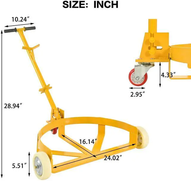 Alt view image 2 of 7 - LOYISIKE US Stock 55 Gallon Drum Dolly 1200lbs Capacity Oil Barrel Drum Roller Hand Cart