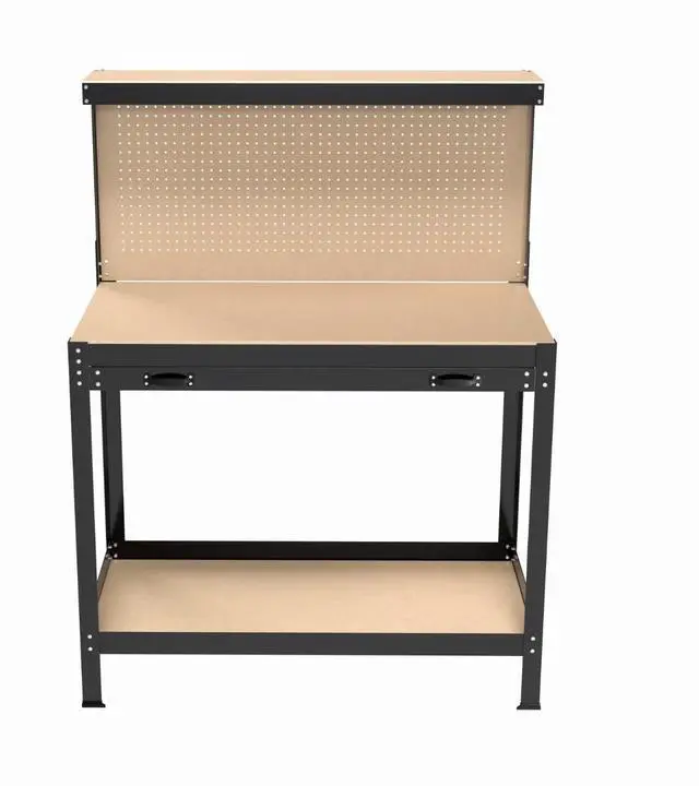Alt view image 4 of 7 - LOYISIKE US Stock Tools Cabinet Worktable Tool Storage Workshop Table Workbench Pegboard
