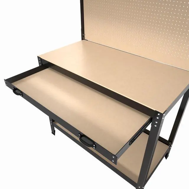 Alt view image 5 of 7 - LOYISIKE US Stock Tools Cabinet Worktable Tool Storage Workshop Table Workbench Pegboard