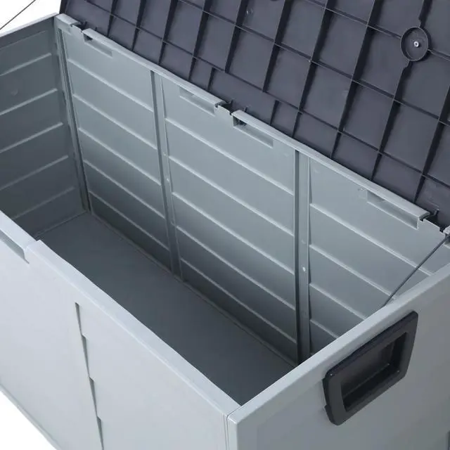 Alt view image 4 of 7 - LOYISIKE US Stock 75 Gallon Pool Deck Storage Box Resin Garden Tool Cabinet Pool Toys Box