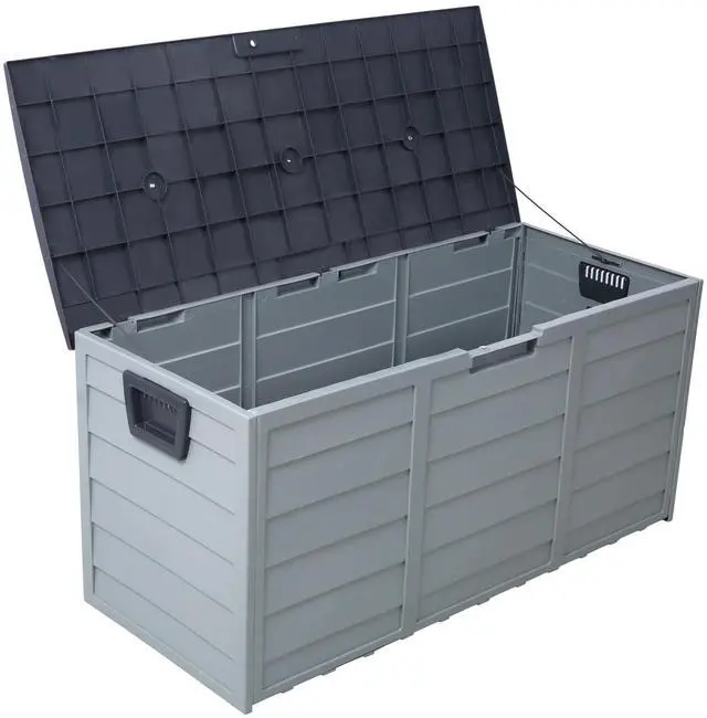 Alt view image 3 of 7 - LOYISIKE US Stock 75 Gallon Pool Deck Storage Box Resin Garden Tool Cabinet Pool Toys Box