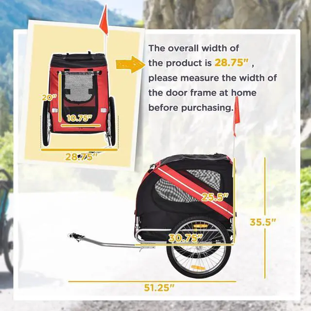 Alt view image 2 of 7 - LOYISIKE US Stock Dog Bike Trailer Bicycle Wagon Cargo Pet Cart with 3  Large Wheels