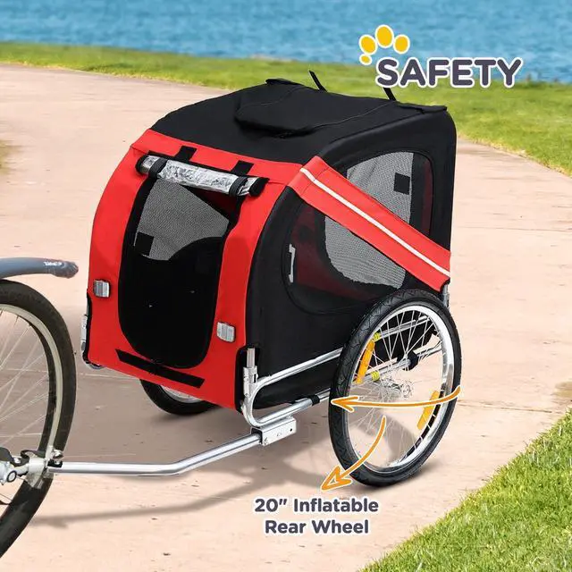Alt view image 6 of 7 - LOYISIKE US Stock Dog Bike Trailer Bicycle Wagon Cargo Pet Cart with 3  Large Wheels