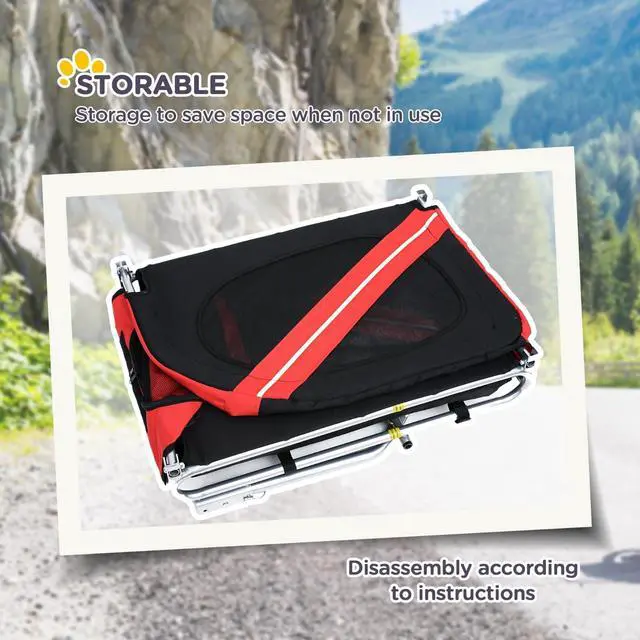 Alt view image 4 of 7 - LOYISIKE US Stock Dog Bike Trailer Bicycle Wagon Cargo Pet Cart with 3  Large Wheels