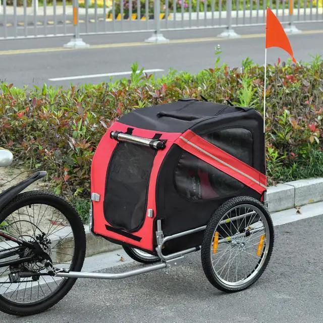 Alt view image 5 of 7 - LOYISIKE US Stock Dog Bike Trailer Bicycle Wagon Cargo Pet Cart with 3  Large Wheels