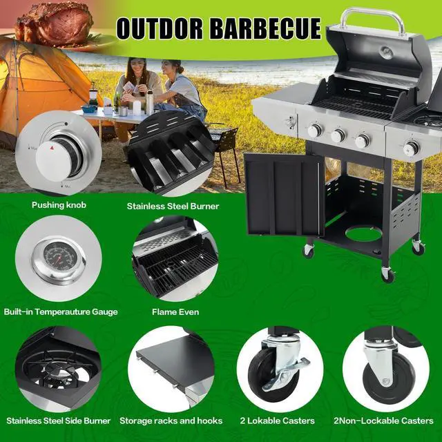 Alt view image 3 of 7 - LOYISIKE US Stock Stainless Steel Gas Grill Propane Grill 3 Burner Barbecue Patio Grill
