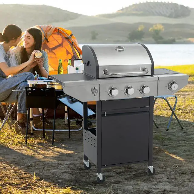 Alt view image 4 of 7 - LOYISIKE US Stock Stainless Steel Gas Grill Propane Grill 3 Burner Barbecue Patio Grill