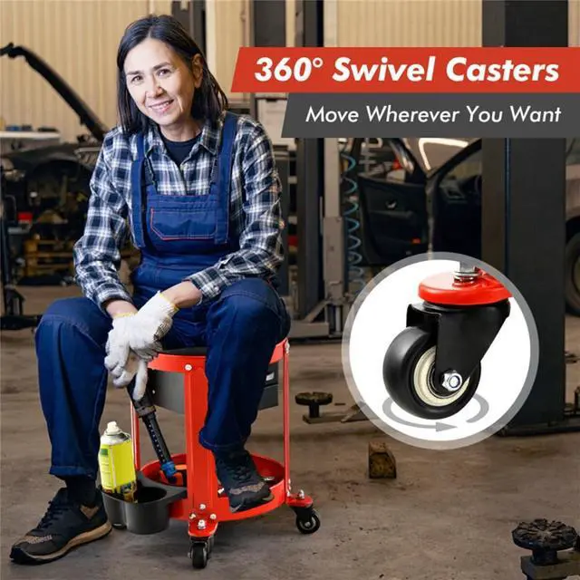 Alt view image 2 of 7 - LOYISIKE US Stock Roller Workshop Creeper Seat with Removable Padded Seat and Drawer