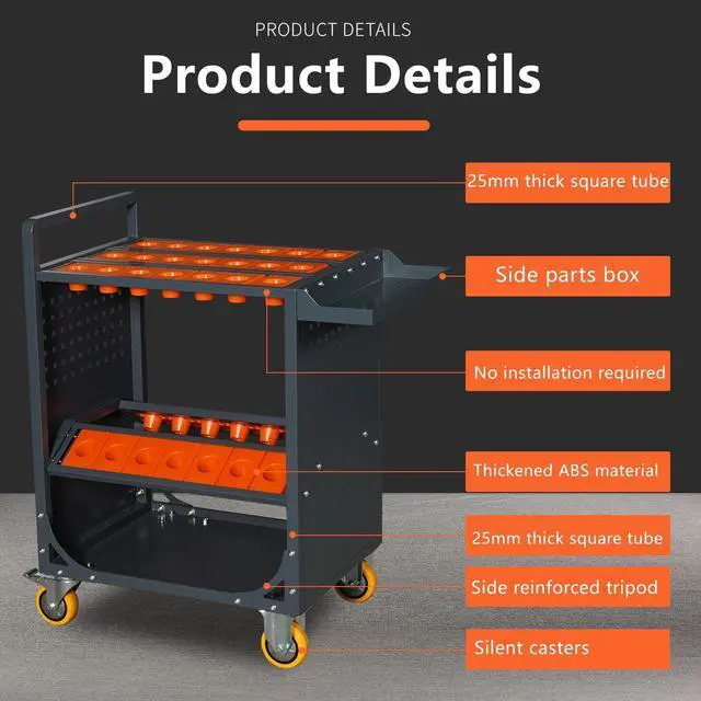 Alt view image 3 of 7 - LOYISIKE US Stock CNC Tool Rack CAT40 Tool Holder Cabinet BT40 Tool Cart CNC Tool Trolley