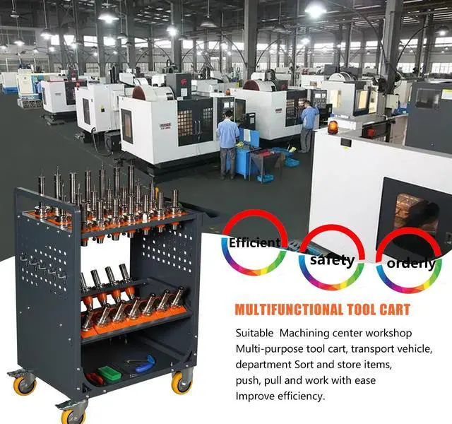 Alt view image 5 of 7 - LOYISIKE US Stock CNC Tool Rack CAT40 Tool Holder Cabinet BT40 Tool Cart CNC Tool Trolley