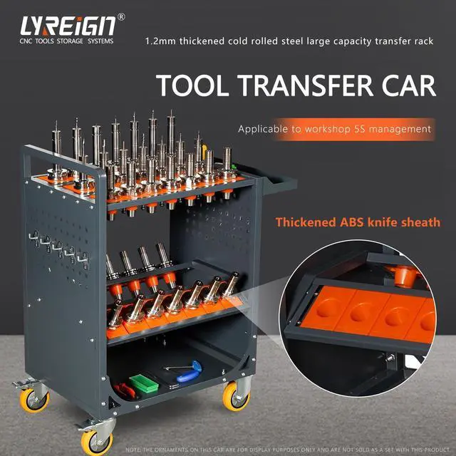 Alt view image 6 of 7 - LOYISIKE US Stock CNC Tool Rack CAT40 Tool Holder Cabinet BT40 Tool Cart CNC Tool Trolley